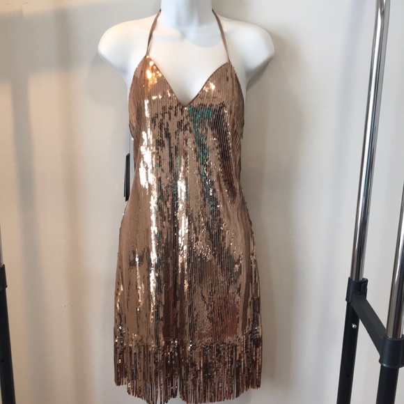 Marciano golden sand halter dress. - Picture 1 of 12